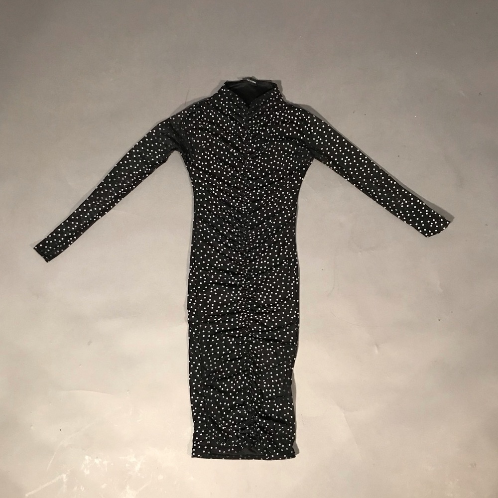 Black with white Polka dot fitted Dress